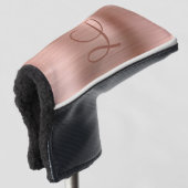 Chic Rose Gold Brushed Metal Monogram Golf Headcover (3/4 Vorderseite)