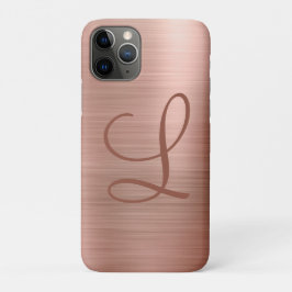 Chic Rose Gold Brushed Metal Monogram Initial Case-Mate iPhone Hülle