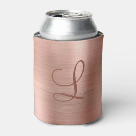 Chic Rose Gold Brushed Metal Monogram Initial Dosenkühler