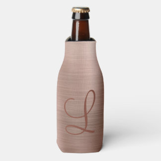 Chic Rose Gold Brushed Metal Monogram Initial Flaschenkühler
