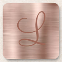 Chic Rose Gold Brushed Metal Monogram Initial