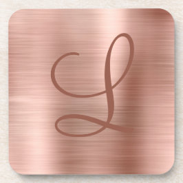 Chic Rose Gold Brushed Metal Monogram Initial Getränkeuntersetzer