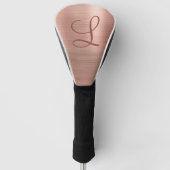 Chic Rose Gold Brushed Metal Monogram Initial Golf Headcover (Vorderseite)