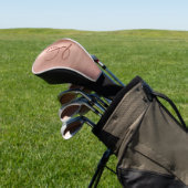 Chic Rose Gold Brushed Metal Monogram Initial Golf Headcover (In SItu)
