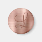 Chic Rose Gold Brushed Metal Monogram Initial Magnet (Vorne)