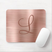 Chic Rose Gold Brushed Metal Monogram Initial Mousepad (Mit Mouse)
