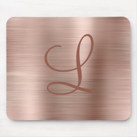 Chic Rose Gold Brushed Metal Monogram Initial Mousepad (Vorne)
