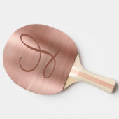 Chic Rose Gold Brushed Metal Monogram Initial Tischtennis Schläger (Seitenansicht)
