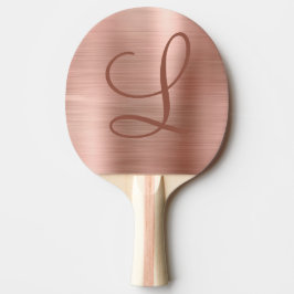 Chic Rose Gold Brushed Metal Monogram Initial Tischtennis Schläger