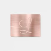 Chic Rose Gold Brushed Metallic Monogram Script Post-it Klebezettel (Vorderseite)