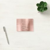 Chic Rose Gold Brushed Metallic Monogram Script Post-it Klebezettel (Büro)