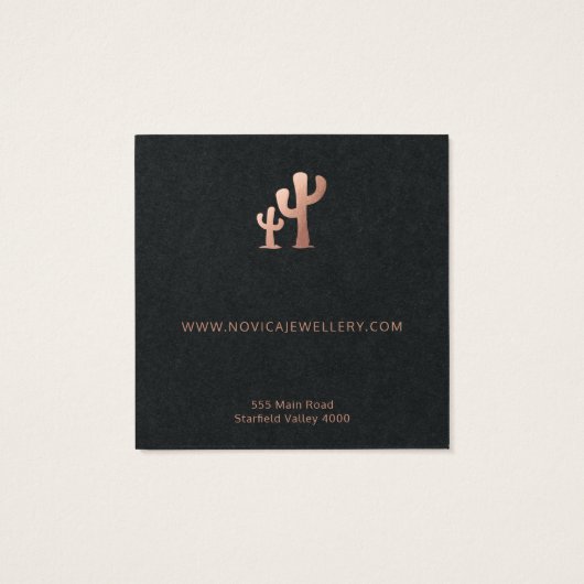 Chic Rose Gold Cactus Earring Display Card (Rückseite)