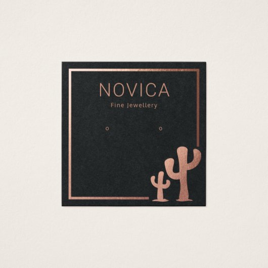 Chic Rose Gold Cactus Earring Display Card (Vorderseite)