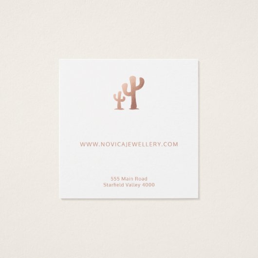 Chic Rose Gold Cactus Earring Display Card (Rückseite)