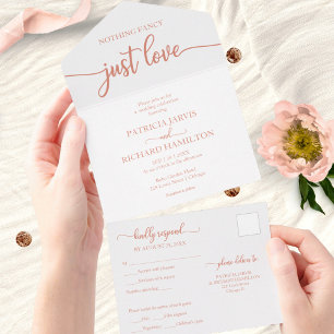 Chic Rose Gold Calligrafy Lässig Wedding All In One Einladung