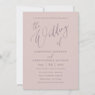 Chic Rose Gold Calligraphy the Wedding of Einladung