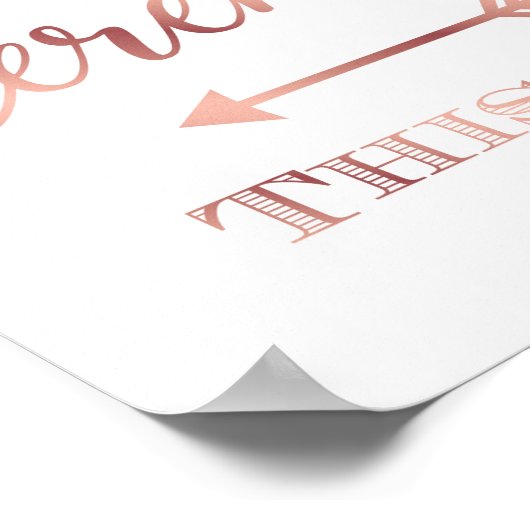 Chic Rose Gold CEREMONY SO - VERLASSEN ARROW Sign Poster (Ecke)