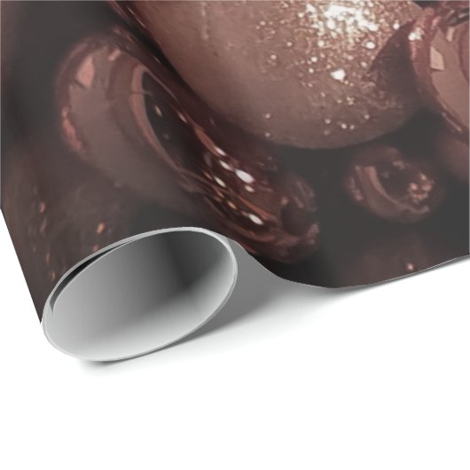 Chic Rose Gold Christmas Baubles Muster hinzufügen Geschenkpapier (Rolleneckpunkt)