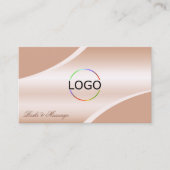 Chic Rose Gold Corve Curved Lines Logo und QR Code Visitenkarte (Vorderseite)