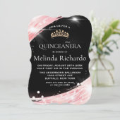 Chic Rose Gold Crown Quinceanera Party Einladung (Stehend Vorderseite)