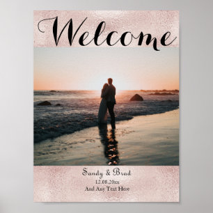 Chic Rose Gold Custom Foto Save the Date Hochzeit Poster