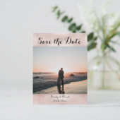 Chic Rose Gold Custom Foto Save the Date Hochzeit Postkarte (Stehend Vorderseite)