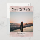 Chic Rose Gold Custom Foto Save the Date Hochzeit Postkarte (Vorne/Hinten)