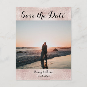 Chic Rose Gold Custom Foto Save the Date Hochzeit Postkarte