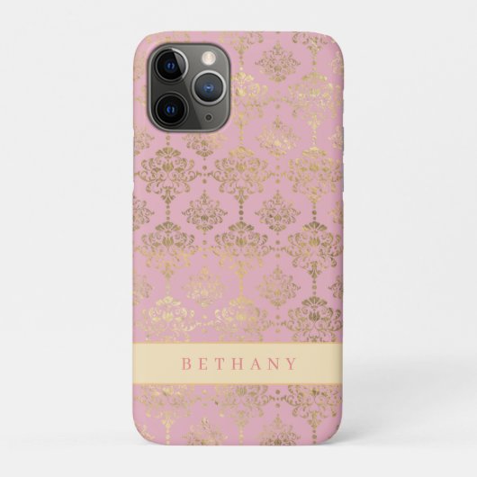 Chic Rose Gold Damask Case-Mate iPhone Hülle (Rückseite)