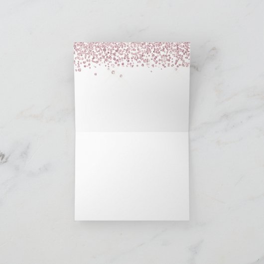 Chic Rose Gold Diamond Glitzer Mit Monogramm Dankeskarte (Innenseite)