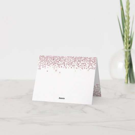 Chic Rose Gold Diamond Glitzer Mit Monogramm Dankeskarte (Rückseite)
