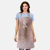 Chic Rose Gold Diamond Glitzer Mit Monogramm Schürze (Getragen)