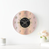 Chic Rose Gold Diamonds 50 Wedding Anniversary Große Wanduhr (Zuhause)