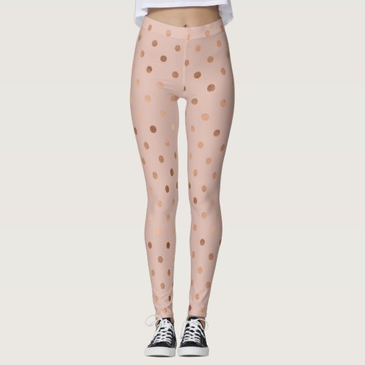 Chic Rose Gold Dots Muster Leggings (Vorderseite)