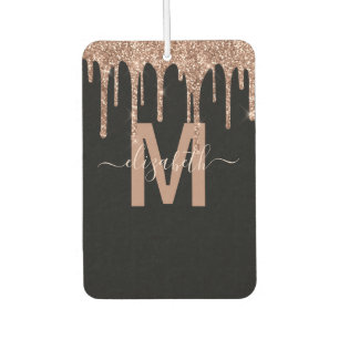 Chic Rose Gold Drilling Glitzer Monogram Name Autolufterfrischer