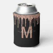 Chic Rose Gold Drilling Glitzer Monogram Name Dosenkühler (Kanne Rückseite)