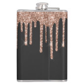 Chic Rose Gold Drilling Glitzer Monogram Name Flachmann (Rückseite)