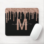 Chic Rose Gold Drilling Glitzer Monogram Name Mousepad (Mit Mouse)