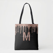Chic Rose Gold Drilling Glitzer Monogram Name Tasche (Vorderseite)