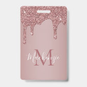 Chic Rose Gold Drilling Sparkle Glitzer Monogram Ausweis (Back)