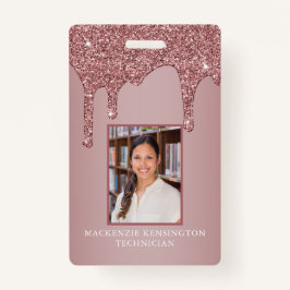 Chic Rose Gold Drilling Sparkle Glitzer Monogram Ausweis