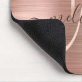 Chic Rose Gold Dripping Brushed Metal Blush Script Mousepad (Ecke)