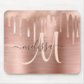 Chic Rose Gold Dripping Brushed Metal Blush Script Mousepad (Vorne)