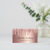 Chic Rose Gold Dripping Glitzer Beruflich Visitenkarte (Stehend Vorderseite)