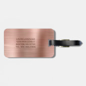 Chic Rose Gold Dripping Glitzer Brushed Metal Glam Gepäckanhänger (Rückseite horizontal)