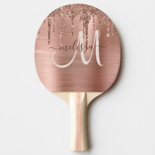 Chic Rose Gold Dripping Glitzer Brushed Metal Glam Tischtennis Schläger