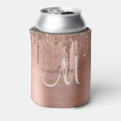 Chic Rose Gold Dripping Glitzer Metal Monogram Dosenkühler (Kanne Rückseite)