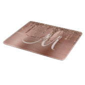Chic Rose Gold Dripping Glitzer Metal Monogram Schneidebrett (Ecke)