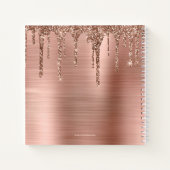 Chic Rose Gold Dripping Glitzer Monogram Sketch Notizblock (Rückseite)