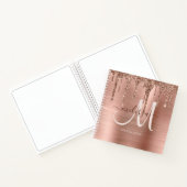 Chic Rose Gold Dripping Glitzer Monogram Sketch Notizblock (Innenseite)
